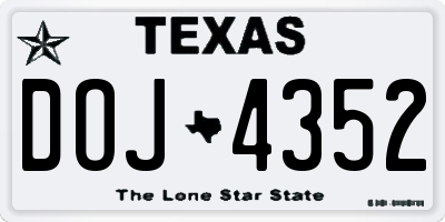 TX license plate DOJ4352