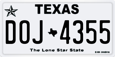 TX license plate DOJ4355