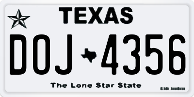 TX license plate DOJ4356
