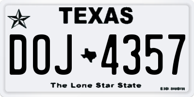 TX license plate DOJ4357
