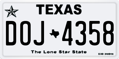 TX license plate DOJ4358