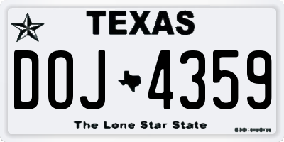 TX license plate DOJ4359