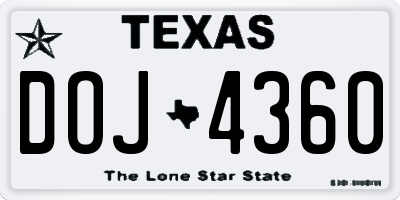 TX license plate DOJ4360