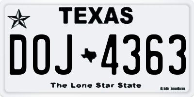 TX license plate DOJ4363