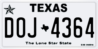 TX license plate DOJ4364