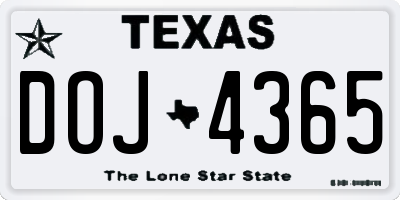 TX license plate DOJ4365