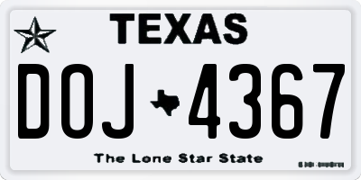 TX license plate DOJ4367