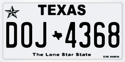 TX license plate DOJ4368