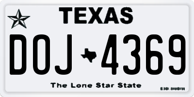 TX license plate DOJ4369