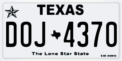 TX license plate DOJ4370