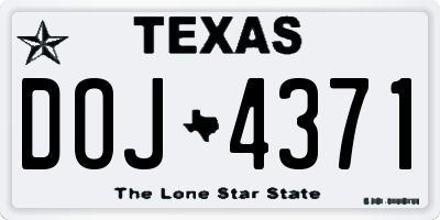 TX license plate DOJ4371