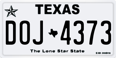 TX license plate DOJ4373