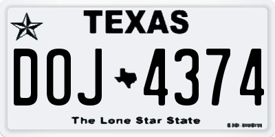 TX license plate DOJ4374