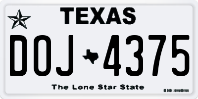 TX license plate DOJ4375