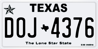 TX license plate DOJ4376