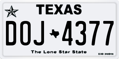 TX license plate DOJ4377