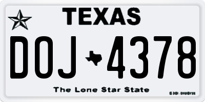TX license plate DOJ4378