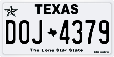 TX license plate DOJ4379