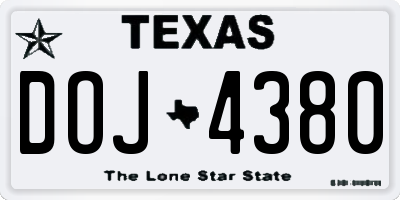 TX license plate DOJ4380