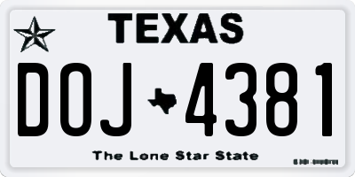 TX license plate DOJ4381