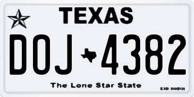 TX license plate DOJ4382