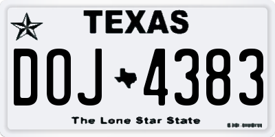 TX license plate DOJ4383