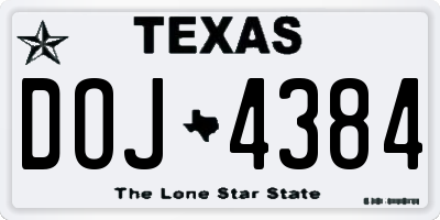 TX license plate DOJ4384