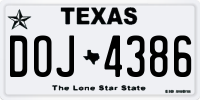 TX license plate DOJ4386