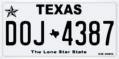 TX license plate DOJ4387