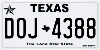 TX license plate DOJ4388