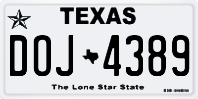 TX license plate DOJ4389