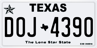 TX license plate DOJ4390