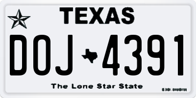 TX license plate DOJ4391