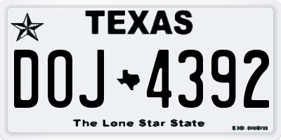 TX license plate DOJ4392