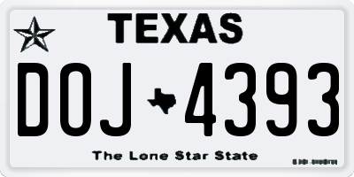 TX license plate DOJ4393