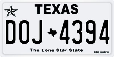 TX license plate DOJ4394