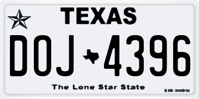 TX license plate DOJ4396
