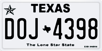 TX license plate DOJ4398