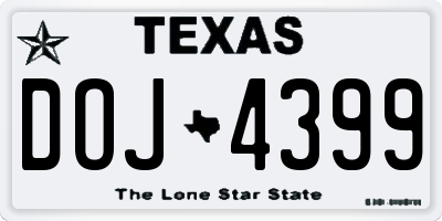 TX license plate DOJ4399