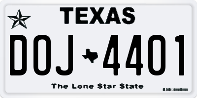TX license plate DOJ4401