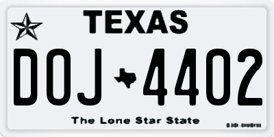 TX license plate DOJ4402