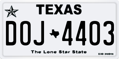 TX license plate DOJ4403