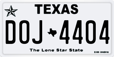 TX license plate DOJ4404