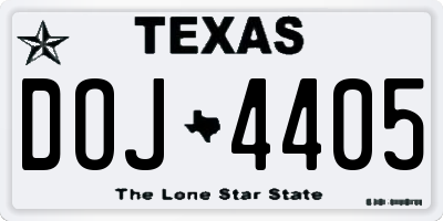 TX license plate DOJ4405
