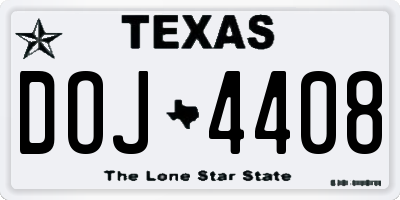 TX license plate DOJ4408