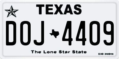 TX license plate DOJ4409