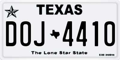 TX license plate DOJ4410