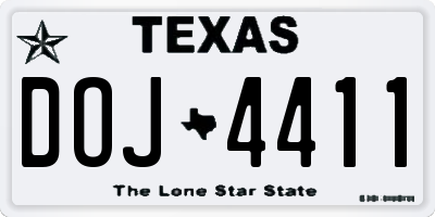 TX license plate DOJ4411