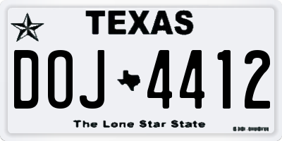 TX license plate DOJ4412