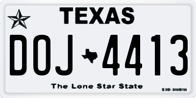 TX license plate DOJ4413